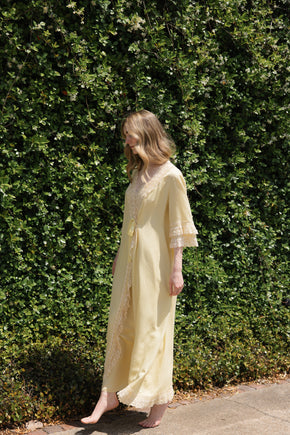 Vintage Italian yellow silk Novelli Peignoir Set