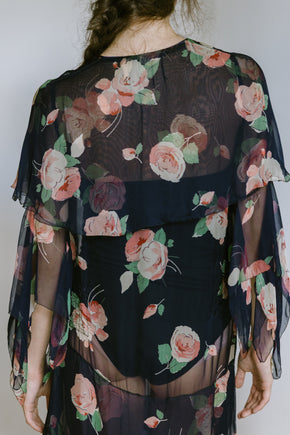 1920s printed chiffon dress