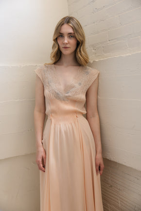 1930s Blush silk lace nightgown, France