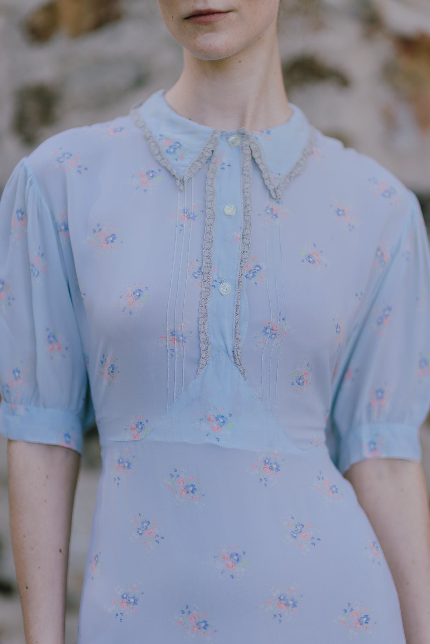 Deco late 30s floral silk nightgown