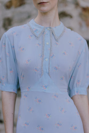 Deco late 30s floral silk nightgown