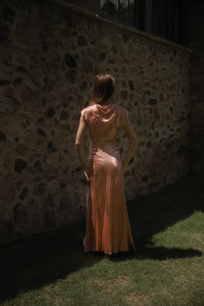 1930s ballet pink satin gown