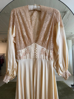 1930s silk lace trousseau robe