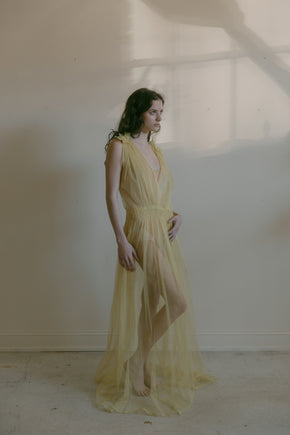 1930s yellow tulle gown