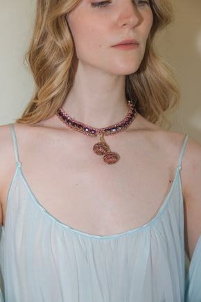 Vintage 1950s Austrian pink prong set crystal necklace
