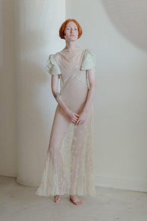 1930s embroidered net gown