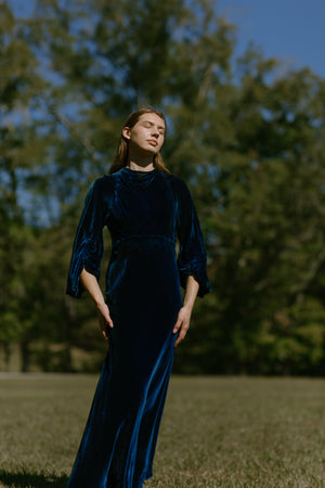 1930s jewel tone silk velvet gown