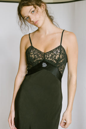 1930s scalloped silk lace slip dress