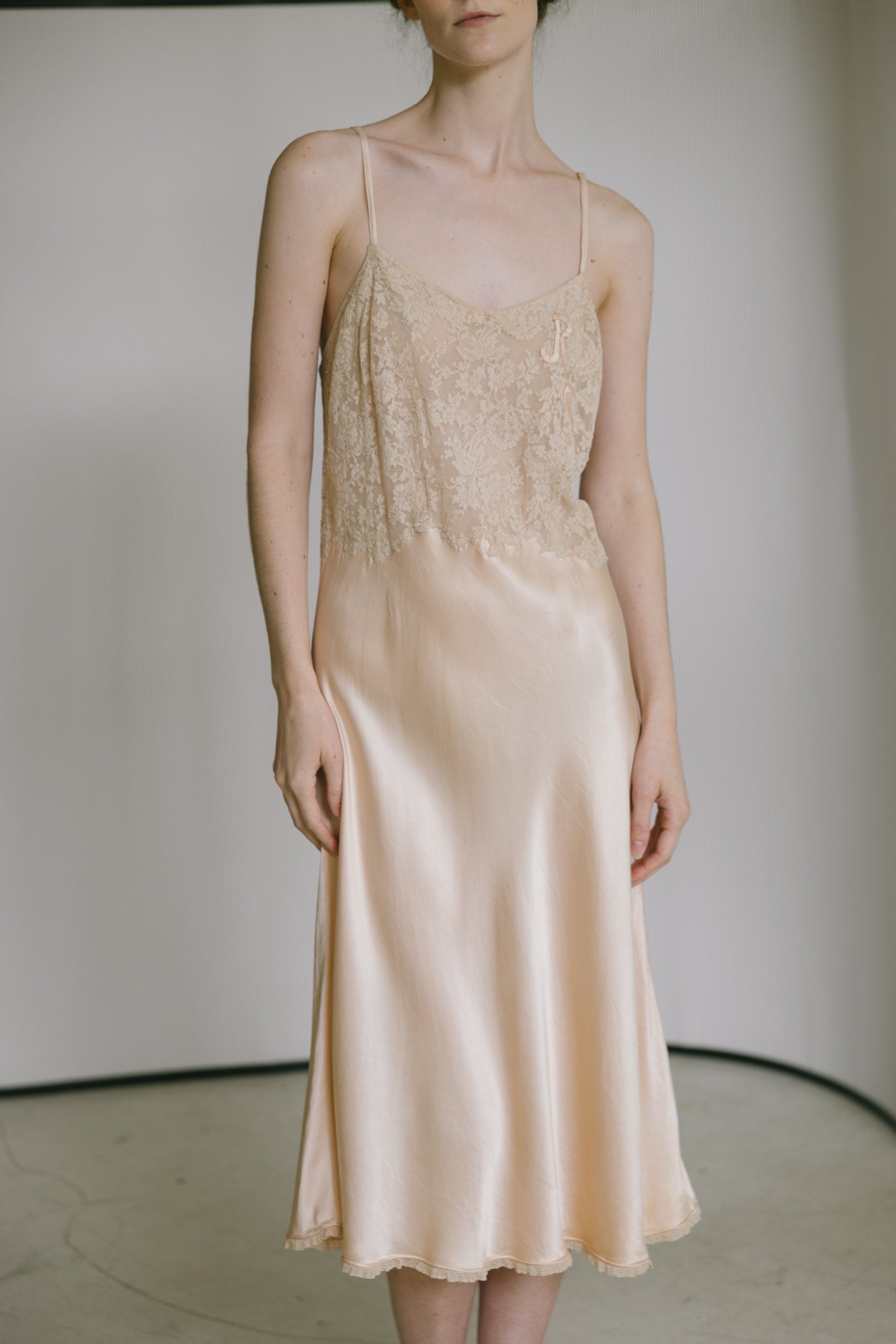 1930s silk monogrammed slip, Australia