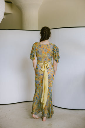1930s floral silk gown