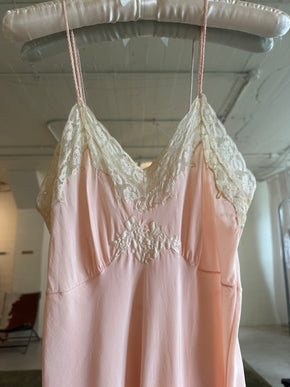 1930s Yolande pure silk lace embroidered half slip