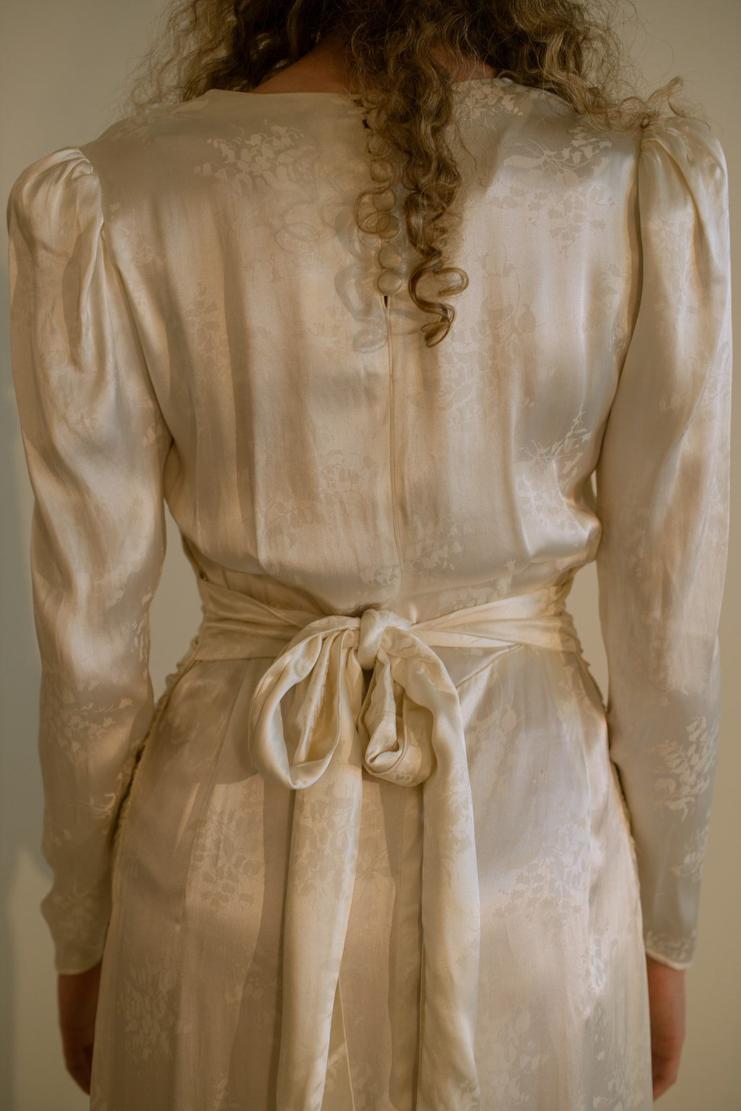 1940s damask silk satin wedding gown
