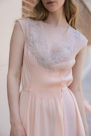 1930s Blush silk lace nightgown, France