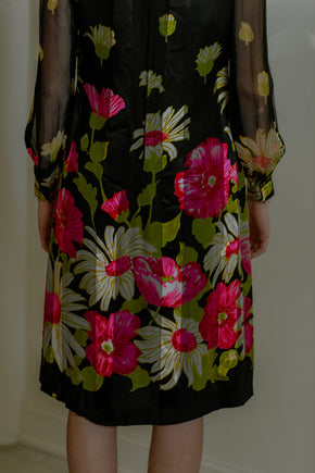1970s silk dress with attached scarf