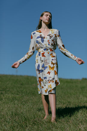 Vintage Hermès silk butterfly dress