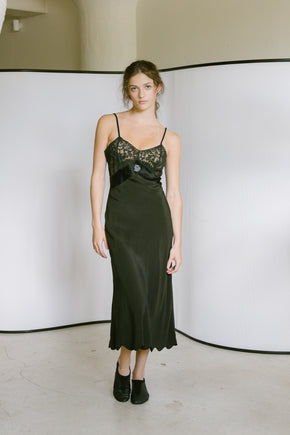 1930s scalloped silk lace slip dress