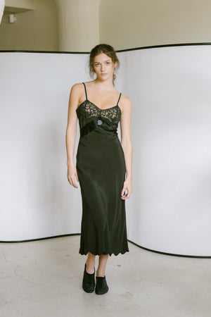 1930s scalloped silk lace slip dress