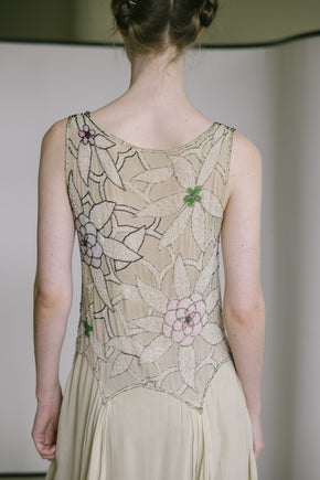 1920s silk chiffon beaded dress