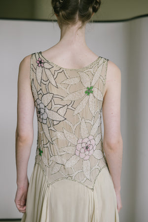 1920s silk chiffon beaded dress
