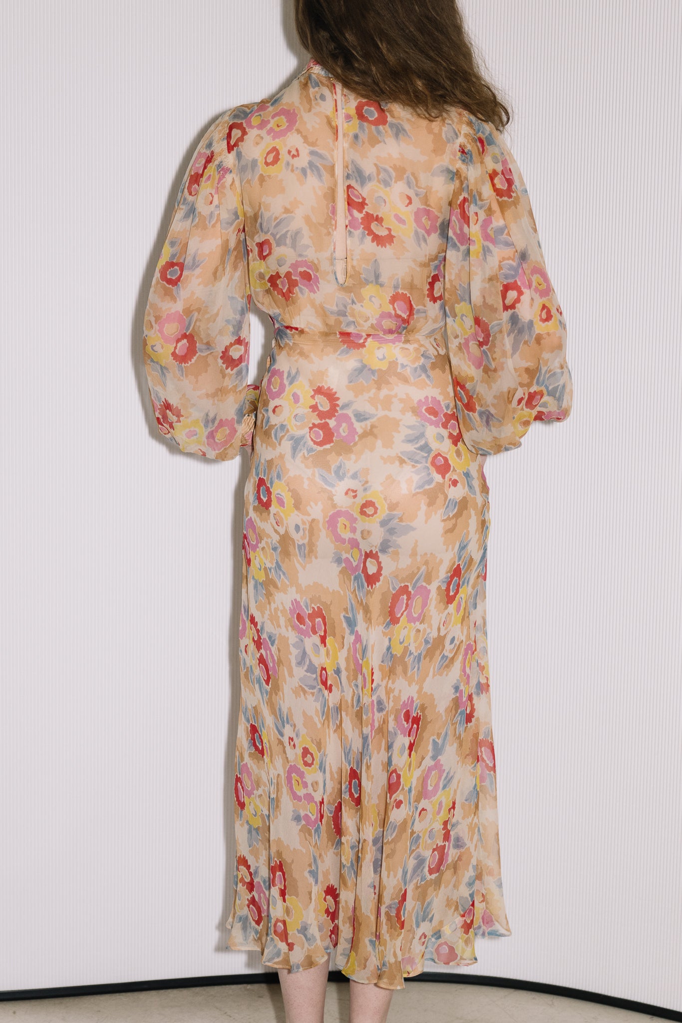 1930s floral chiffon gown