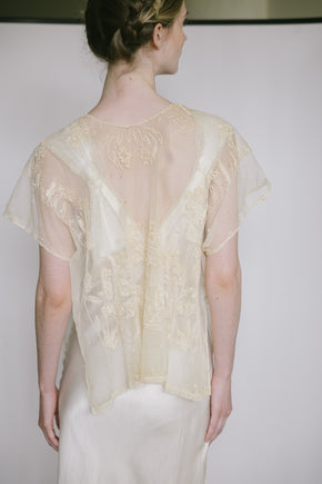 1920s embroidered net blouse