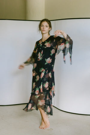 1920s printed chiffon dress