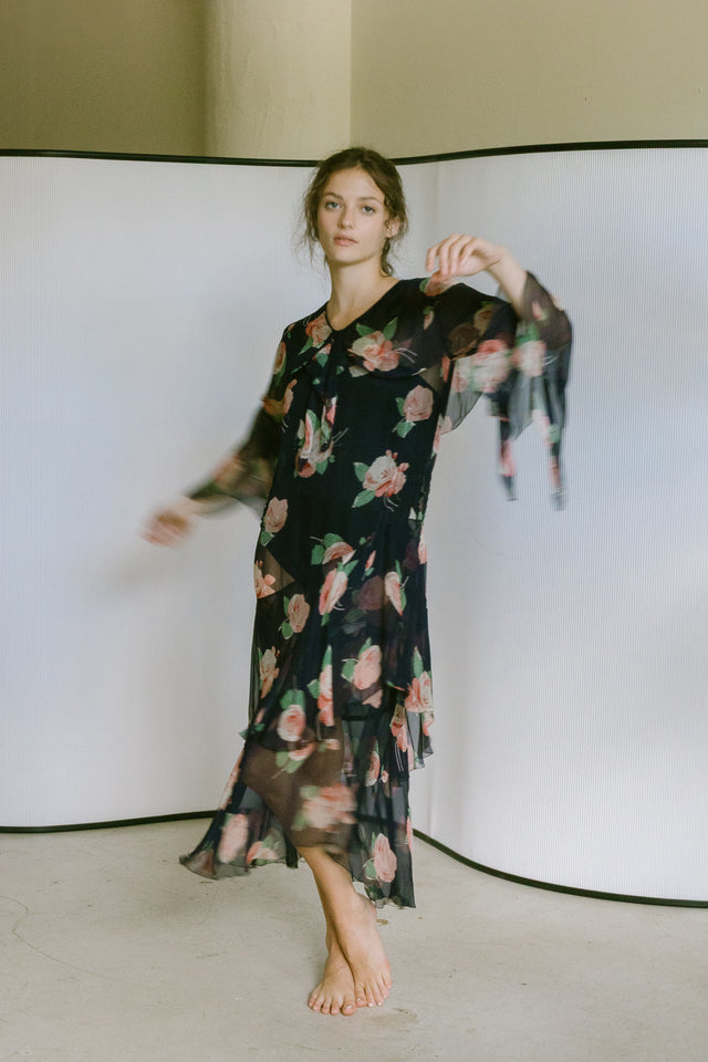 1920s printed chiffon dress
