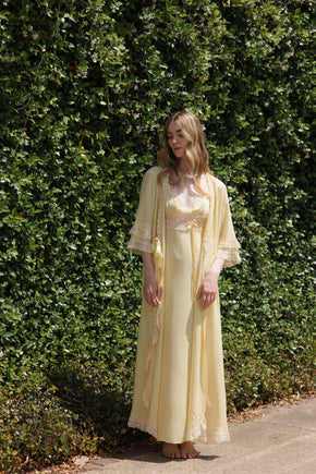 Vintage Italian yellow silk Novelli Peignoir Set