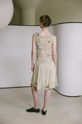 1920s silk chiffon beaded dress