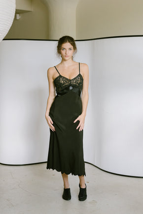 1930s scalloped silk lace slip dress