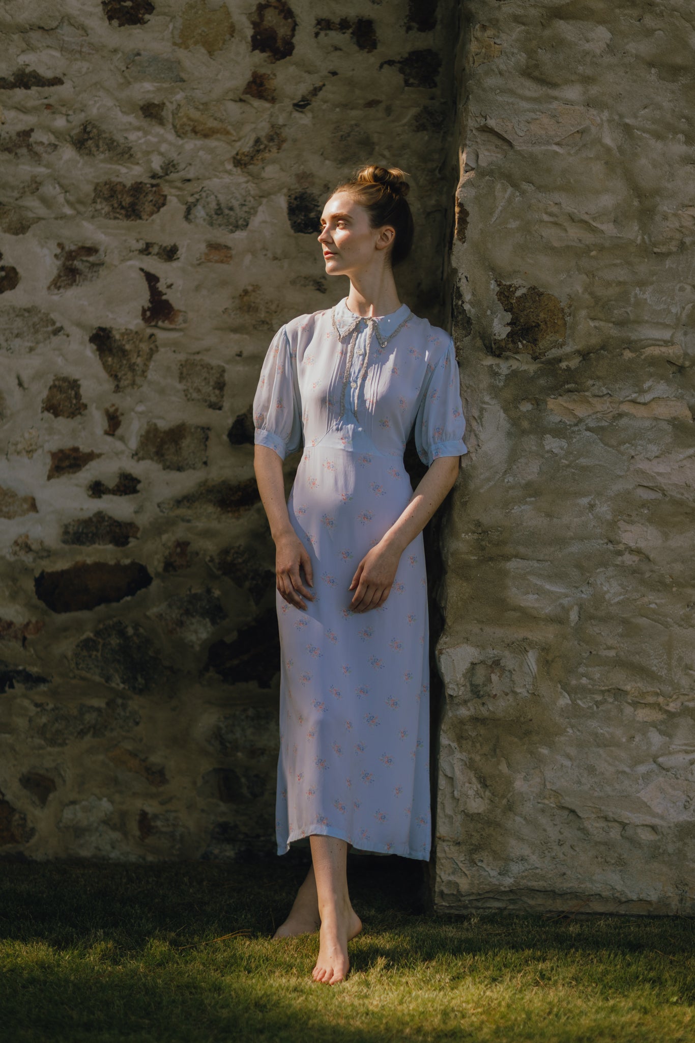 Deco late 30s floral silk nightgown