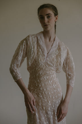 1930s embroidered organza dress set