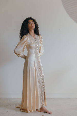 1930s silk lace peignoir gown