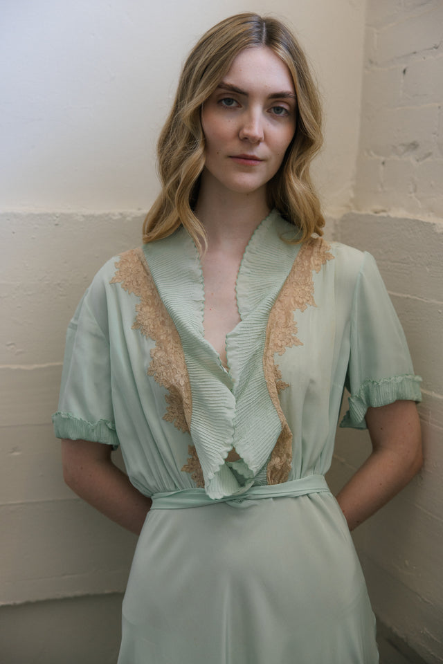 1930s mint green silk nightgown