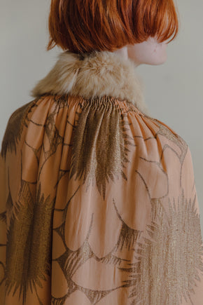 1920s silk velvet lamè & fur cape