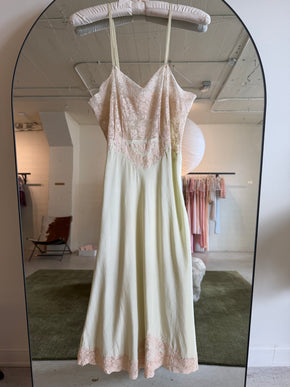 1930s pistachio silk lace slip