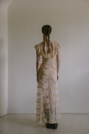 1930s layered tulle net gown