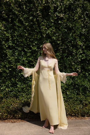 Vintage Italian yellow silk Novelli Peignoir Set