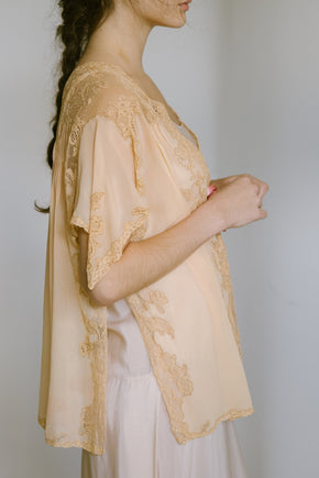 1920s French silk lace bed jacket