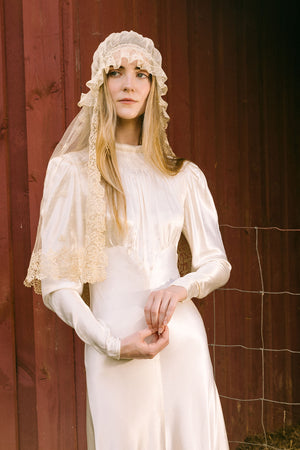 1800s lace net bonnet wedding veil