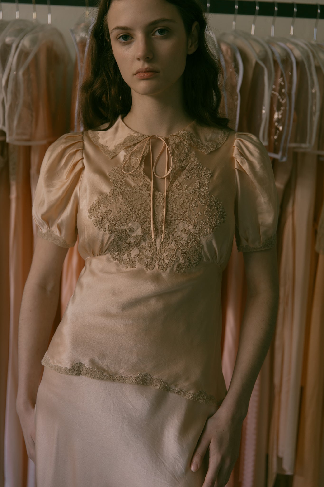 1930s French silk lace blouse