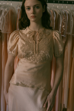 1930s French silk lace blouse