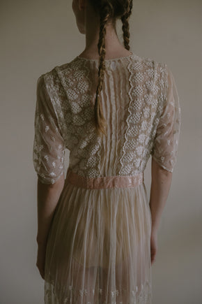 1912 schiffli embroidered tulle dress