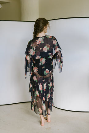 1920s printed chiffon dress