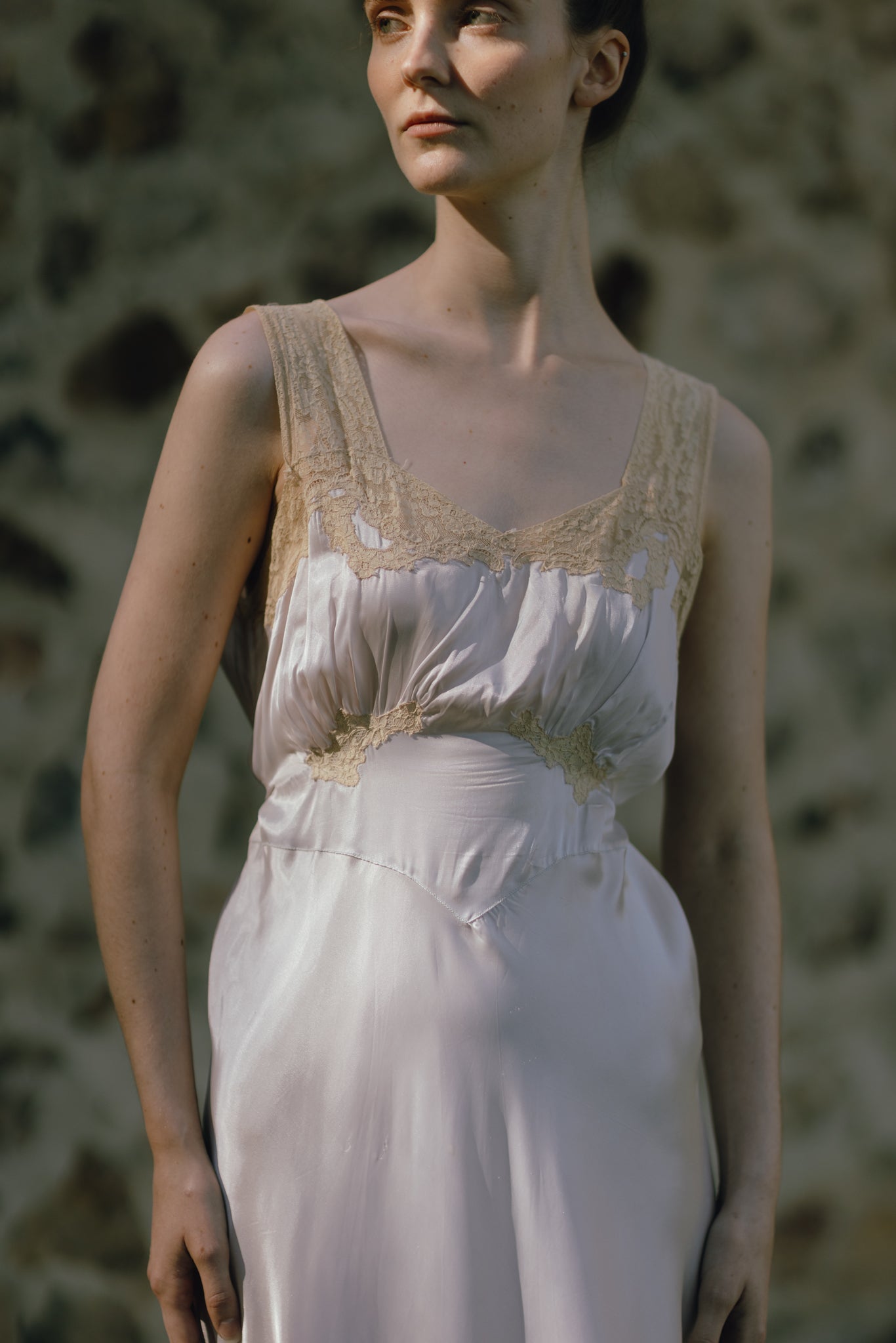 1930s iridescent lavender silk nightgown