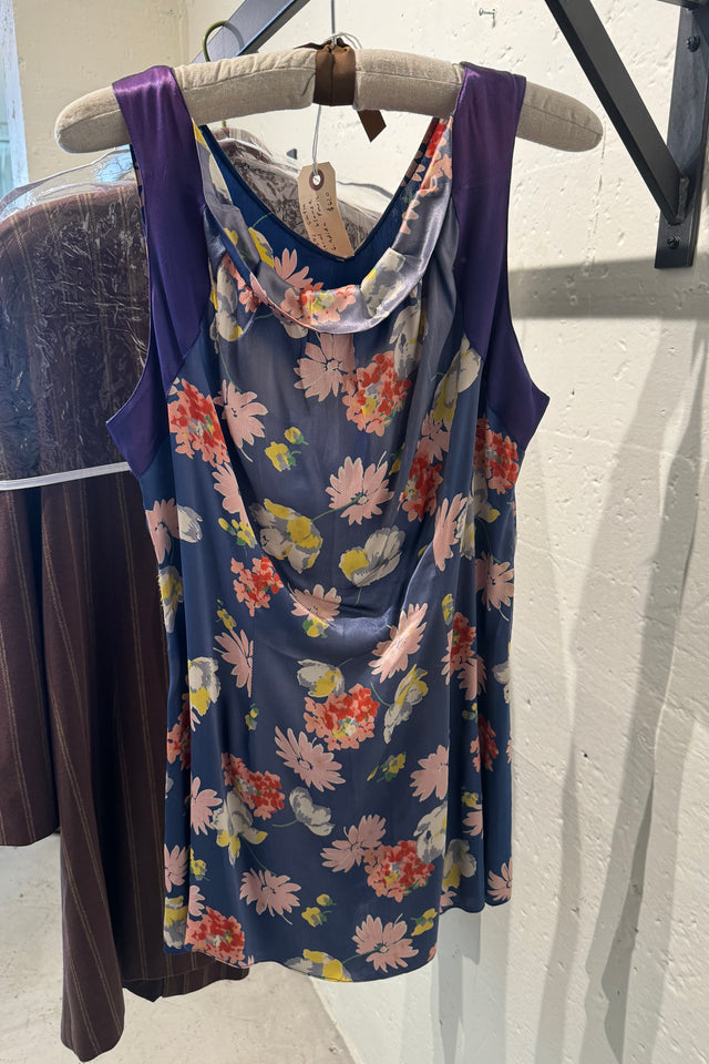 1930s G. Adida Paris floral satin beach blouse France