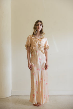 1930s silk lace bed jacket