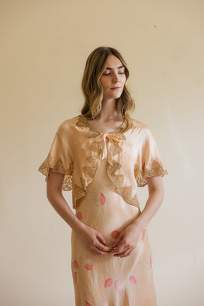 1930s silk lace bed jacket
