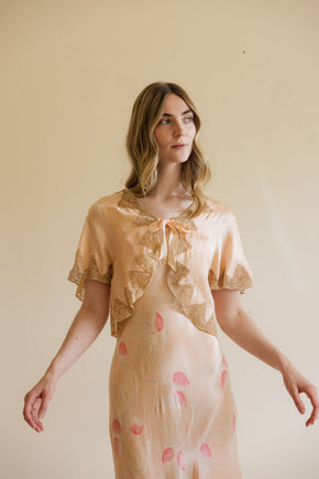 1930s silk lace bed jacket