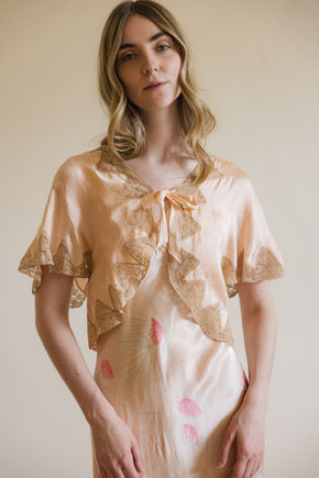1930s silk lace bed jacket